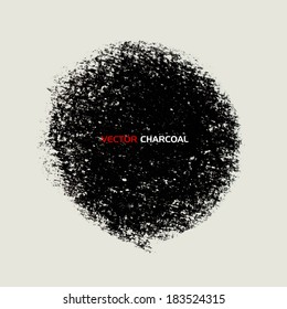 Charcoal texture round banner. Vector design elements.