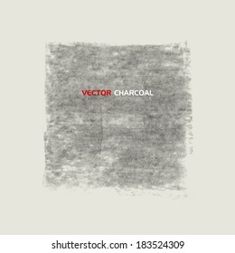 Charcoal texture square banner. Vector design elements.