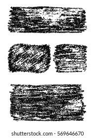 Charcoal vector texture set. Grunge collection of abstract elements