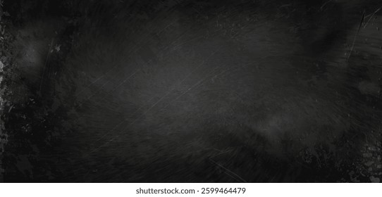 Charcoal wall texture with dark gradient and scratched surface. Grungy blackboard background with subtle lighting in center. Distressed monochrome backdrop for vintage designs or photography overlays.