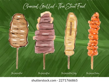 Charcoal-grilled Thai street food is a popular and delicious cuisine enjoyed by locals and tourists alike in Thailand. The smoky and fragrant flavors of charcoal-grilled meats.