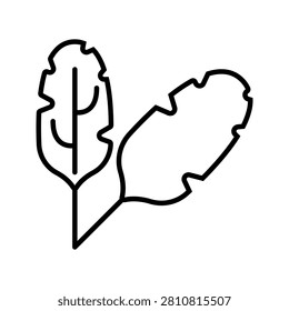 Chard leaf icon. Food and leafy greens line symbol. Black and white.