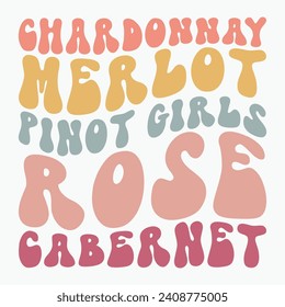 Chardonnay merlot pinot girls rose cabernet vector retro t shirt