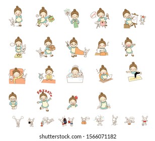 Charecter Design about girl who likes craft and the rabbit that you care about. Daily life and Naughty personality.