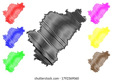 Charente Department (France, French Republic, Nouvelle-Aquitaine region) map vector illustration, scribble sketch Charanta map