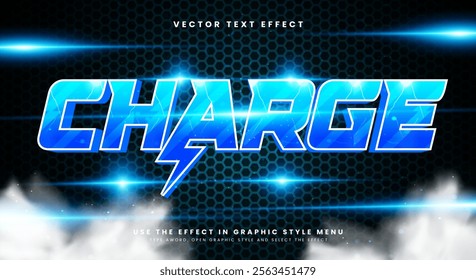 Charge 3d editable text effect template Suitable for lighting theme