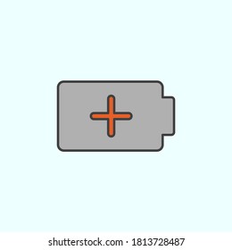 Laden, Hinzufügen, Farbe, Vektorsymbol der Batterie, Vektorgrafik