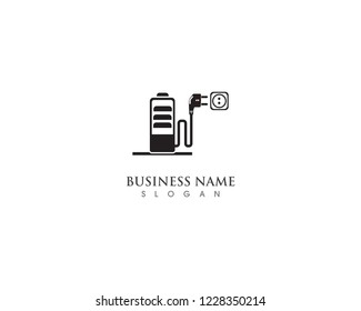 charge battery with cable logo icon vector