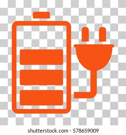 Charge Battery icon. Vector illustration style is flat iconic symbol, orange color, transparent background. Designed for web and software interfaces.