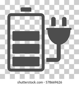 Charge Battery icon. Vector illustration style is flat iconic symbol, gray color, transparent background. Designed for web and software interfaces.