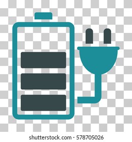 Charge Battery icon. Vector illustration style is flat iconic bicolor symbol, soft blue colors, transparent background. Designed for web and software interfaces.