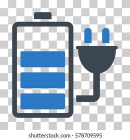 Charge Battery icon. Vector illustration style is flat iconic bicolor symbol, smooth blue colors, transparent background. Designed for web and software interfaces.