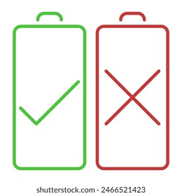 Charge. Battery charge indicator icons. The battery is charged and discharged. EPS 10.
