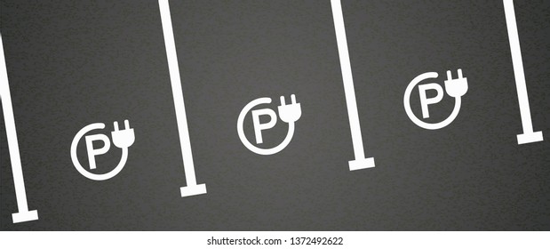 Charge Charging Point Area, Cable Battery E Bike Station. For Electric Ebike Scooter Logo. Pin Ector Bicycle Icon Or Sign. Parking For Plug Or Unplug Bikes Or Car Zone Symbol. For E-car Or E Car.