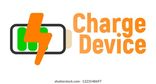 Charge Device Logo and Icon. Energy label for Web on white background. Flat Vector Illustration.