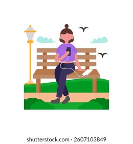 Charge Devices with Power Bank Flat Vector Illustration