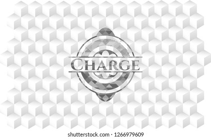 Charge grey emblem. Retro with geometric cube white background