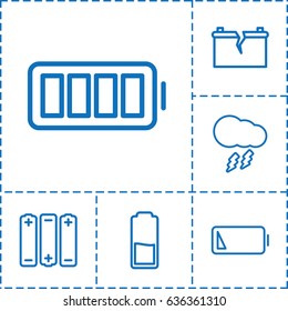 Charge icon. set of 6 charge outline icons such as ful battery, low battery