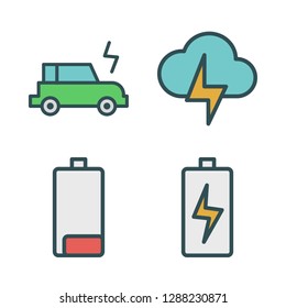 charge icon set. vector set about battery, electric car and light bolt icons set.