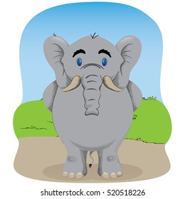 Charge Illustrated representing an elephant standing waiting. Ideal for educational and cultural materials