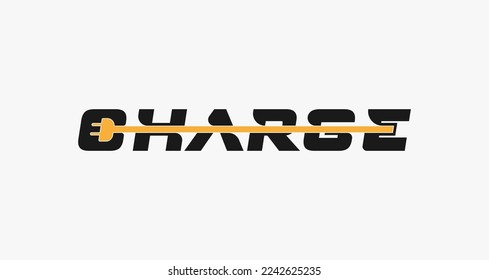 Charge letter logo, letter C with electric plug combination, vector illustration