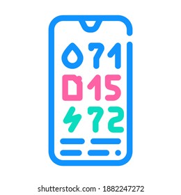 charge level control, water and fuel on mobile phone line icon vector. charge level control, water and fuel on mobile phone color sign. isolated symbol illustration