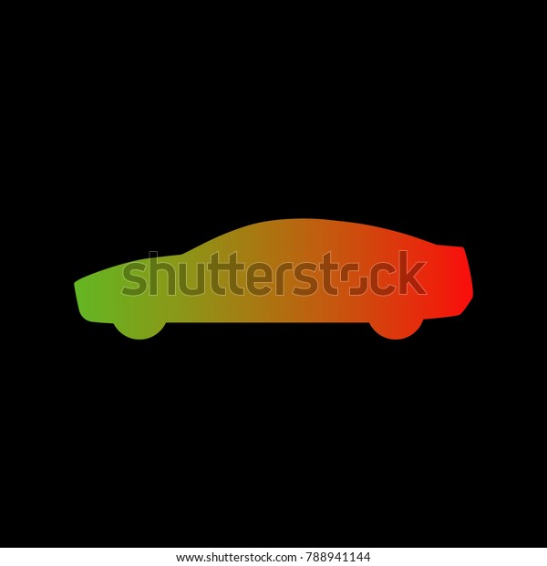 Charge level icon. Electric car \
on black background. Vector eco technology\
illustration.