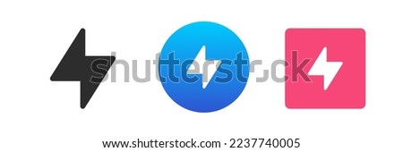 Charge lightning electricity power fast flash speed energy icon set vector flat illustration. Thunderbolt electric shock arrow shiny lighting indicator voltage capacity charger recharge technology