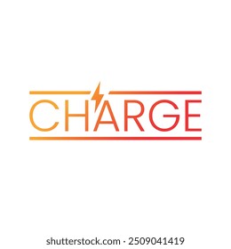 Concepto de Recargo y símbolo de relámpago. Concepto de carga eléctrica. Logotipo de Recargo naranja-rojo