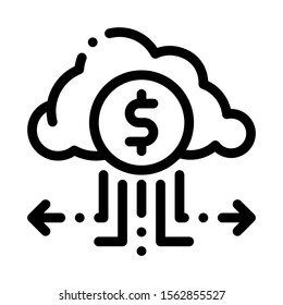 Charge Money Through Cloud Storage Icon Vector. Outline Charge Money Through Cloud Storage Sign. Isolated Contour Symbol Illustration