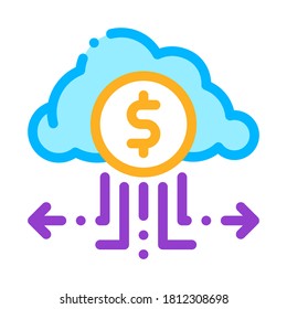 Charge Money Through Cloud Storage Icon Vector. Outline Charge Money Through Cloud Storage Sign. Isolated Contour Symbol Illustration