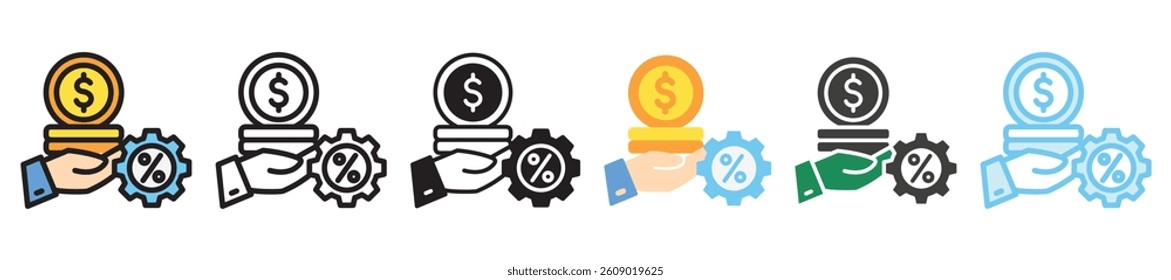 Charge multi style, mini illustration icon set. outline, flat, glyph, line color, UI, UX, app and web, digital or print. vector EPS 10 related to payment service, economy, ecommerce, market
