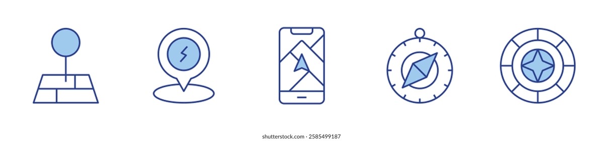 charge, navigation, guidance, point, compass. Navigation Icon vector illustration. Line Duotone style. Editable stroke.