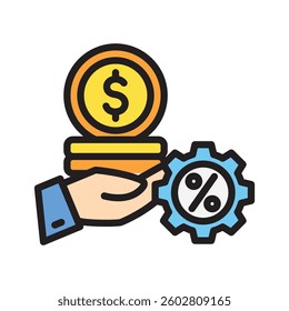 Charge outline color icon, mini illustration. use for economy, business, finance, ecommerce, payment service UI, UX kit, app and web development, digital or print.