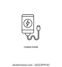 charge phone concept line icon. Simple element illustration. charge phone concept outline symbol design.