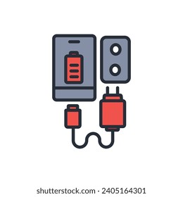 charge phone icon. vector.Editable stroke.linear style sign for use web design,logo.Symbol illustration.
