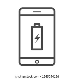 Charge phone vector outline icon isolated on white background. Charge phone line icon for infographic, website or app.