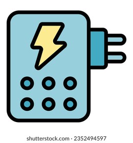 Charge plug icon outline vector. Cable energy. Power charger color flat