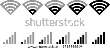 charge scale, wifi indicator, battery level, black and white badges