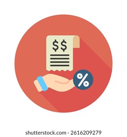 Charge Slip mini illustration rounded color icon, use for taxation, economy, business, finance, UI, UX kit, app and web development, digital or print.