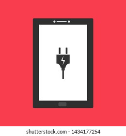 charge smartphone flat illustration, Power plug vector icon design