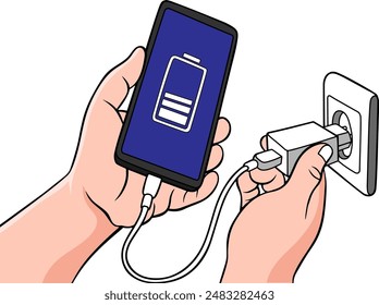 charge the smartphone vector illustration isolated on white background