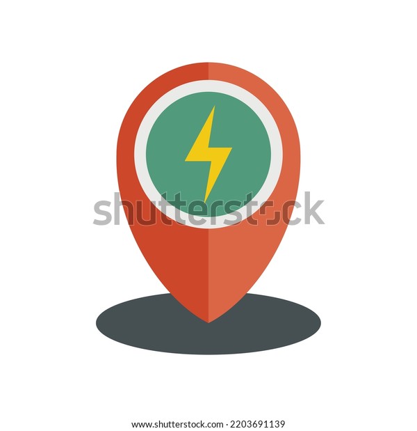 Charge station\
location icon. Flat illustration of Charge station location vector\
icon isolated on white\
background