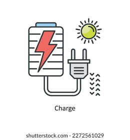 Charge Vector Filled Outline Icon Design illustration. Ecology Symbol on White background EPS 10 File