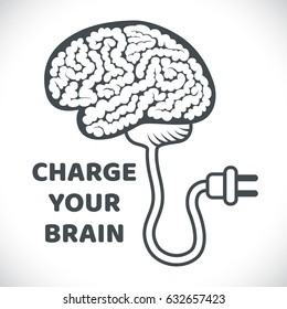 Charge your brain concept monochrome illustration. Inspiration concept sign. Vector illustration.
