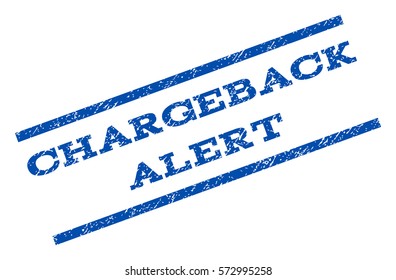 Chargeback Alert watermark stamp. Text tag between parallel lines with grunge design style. Rotated rubber seal stamp with dust texture. Vector blue ink imprint on a white background.
