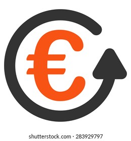 Chargeback from BiColor Euro Banking Icon Set. Vector style: flat bicolor, orange and gray symbol, rounded angles, white background.