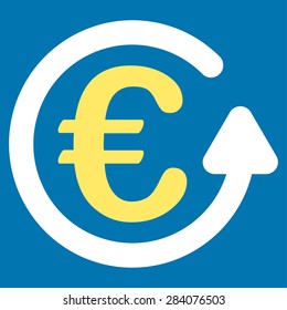 Chargeback from BiColor Euro Banking Icon Set. Vector style: flat bicolor, yellow and white symbol, rounded angles, blue background.