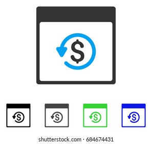 Chargeback Calendar Page flat vector icon. Colored chargeback calendar page gray, black, blue, green pictogram versions. Flat icon style for web design.