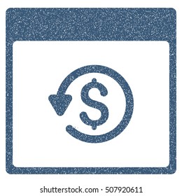 Chargeback Calendar Page grainy textured icon for overlay watermark stamps. Flat symbol with dust texture. Dotted vector blue ink rubber seal stamp with grunge design on a white background.